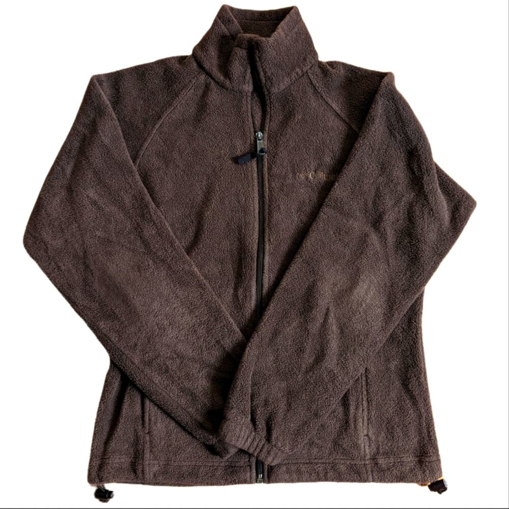 Columbia Brown Full Zip Fitted Fleece Outdoor Hiking Fall Sweatshirt Jacket